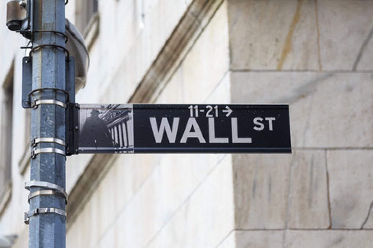 Wall Street sign in lower Manhattan New York